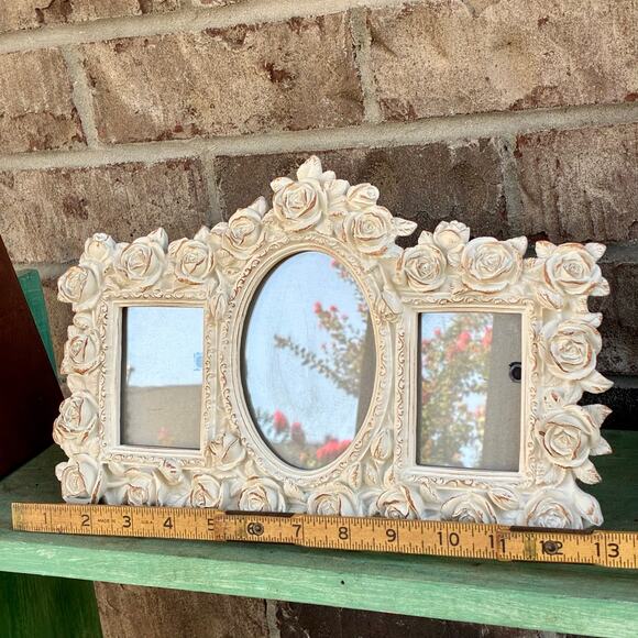 Shabby Chic Rose Garden Triple Photo Collage Frame - Picture 2 of 4